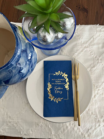 Gold Yaldızlı Lacivert Mutluluğumuzu Bizimle Paylaştığınız İçin Teşekkür Ederiz Peçete 16 Adet