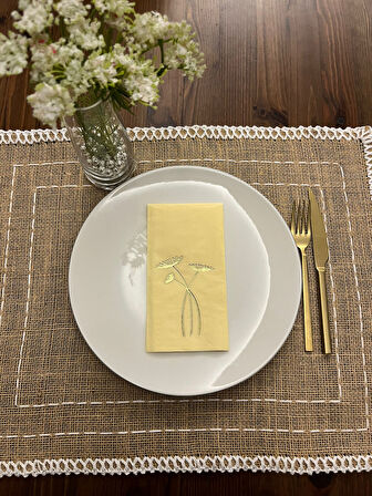 Gold Yaldızlı Sarı Havuç Çiçeği Peçete 16 Adet