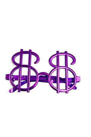 Parti Gözlük Plastik Camsız Dolar Temalı Mor 14x6 cm