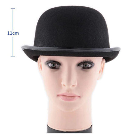 Charlie Chaplin Melon Şapka Siyah Büyük 29x24 cm