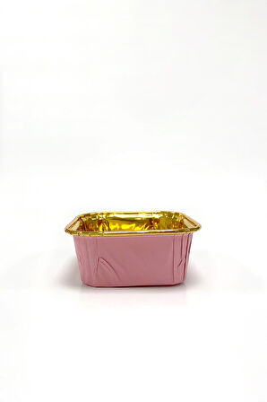 Muffin Kek Kapsül Kare Pembe-Altın 25 Adet