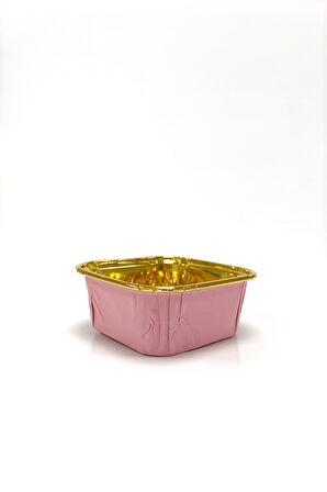 Muffin Kek Kapsül Kare Pembe-Altın 25 Adet