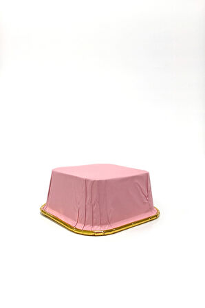 Muffin Kek Kapsül Kare Pembe-Altın 25 Adet