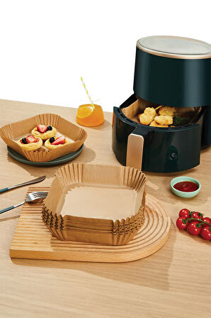 Airfryer Pişirme Kağıdı Kare 20cm 50 + 5 Adet (5 Adet Hediye)