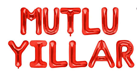 Mutlu Yıllar Kırmızı  Folyo Balon Seti