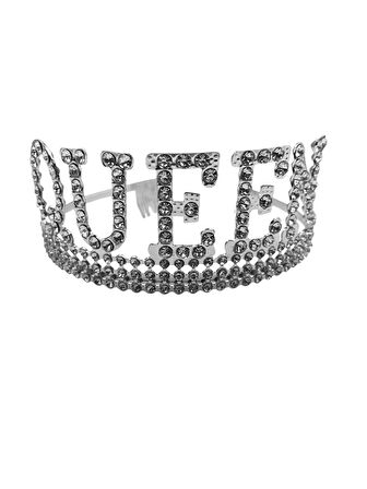 Metal Taşlı Lüks Queen Taç Gümüş
