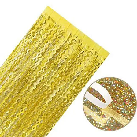 Metalize Dalgalı Hologramlı Gold Arka Fon Süs 100x200 cm
