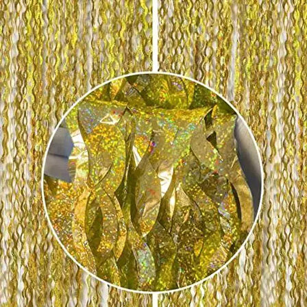 Metalize Dalgalı Hologramlı Gold Arka Fon Süs 100x200 cm