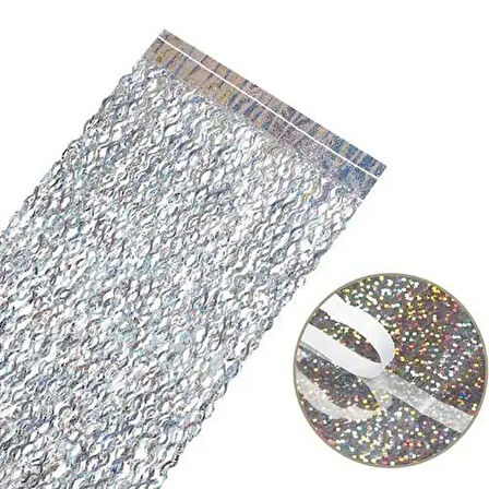 Metalize Dalgalı Hologramlı Gümüş Arka Fon Süs 100x200 cm