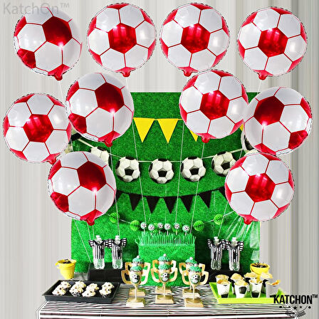 Kırmızı Beyaz Baskılı Futbol Topu Folyo Balon 18 inç