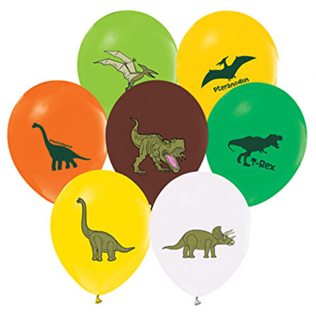 Vahşi Jurassik Dinozor Parti Baskılı Balon 8 Adet