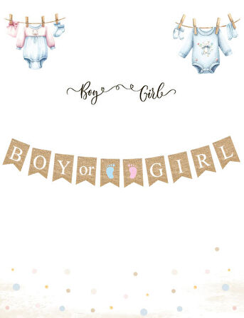 Jüt Kumaş Görünümlü Boy Girl Cinsiyet Kağıt Banner 10 Parça 150 cm