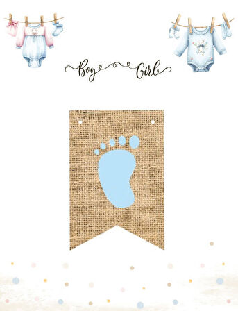Jüt Kumaş Görünümlü Boy Girl Cinsiyet Kağıt Banner 10 Parça 150 cm