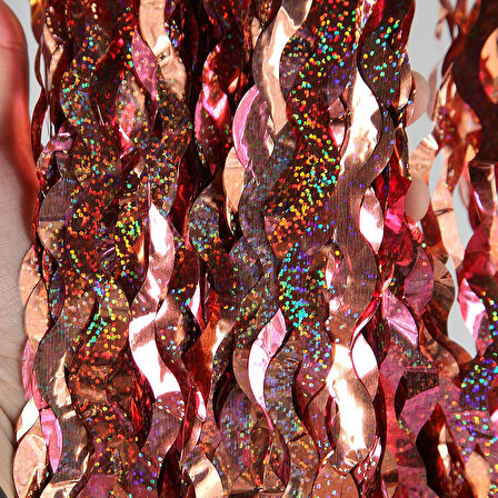 Metalize Dalgalı Hologramlı Rose Gold Arka Fon Süs 100x200 cm