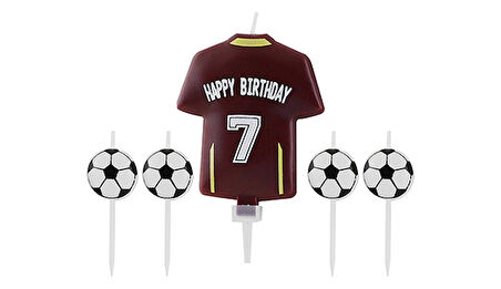 Forma Ve Futbol Topu Temalı Mum Seti 5 Parça