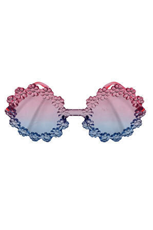 Parti Gözlük Mika Çiçekli Model Mavi Pembe