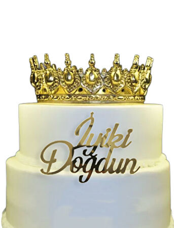 Pasta Önü Plexi İyi Ki Doğdun 10x7 Cm Altın