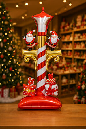 Ayaklı Büyük Yılbaşı Sokak Lambası Folyo Balon 150x61 cm