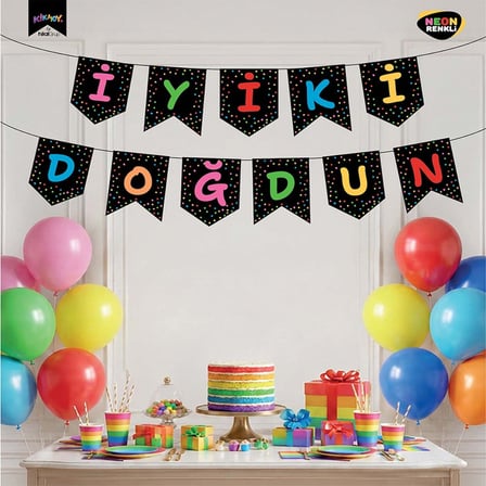 İyi Ki Doğdun Neon Siyah Banner 250 cm