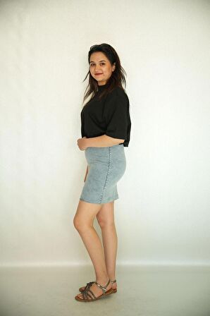 Vatkalı Tişört Twist Model Kotlu Tasarım Elbise Etek Kombinli Elbise