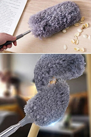 260 cm Teleskopik Mikrofiber Toz Alma Fırçası 7 Kademe Ayarlı Uzatılabilir Yumuşak Başlıklı Araç & Ev Temizlik Fırçası
