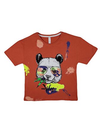 Kız Çocuk T-Shirt Gözlüklü Panda Baskı