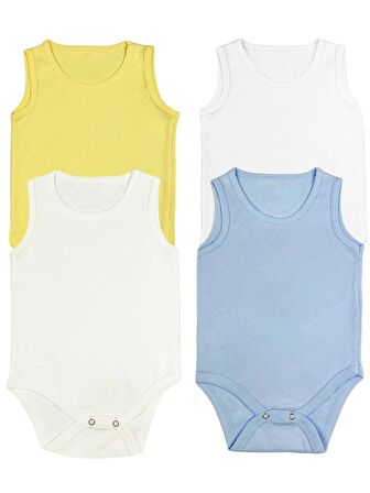 4'lü Bebek Kalın Askılı Zıbın Baby Bodysuit Çıtçıtlı Badi Set