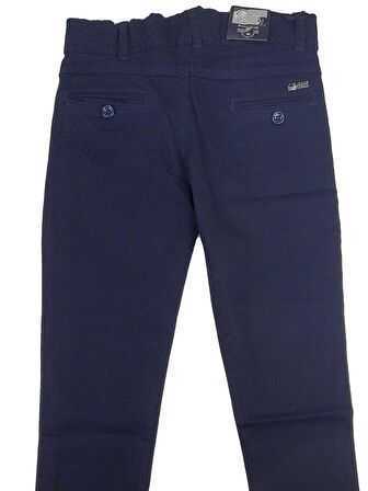 Çocuk Keten Pantolon Unisex 5-12Y Sade Renk Panton Okul Pantolonu