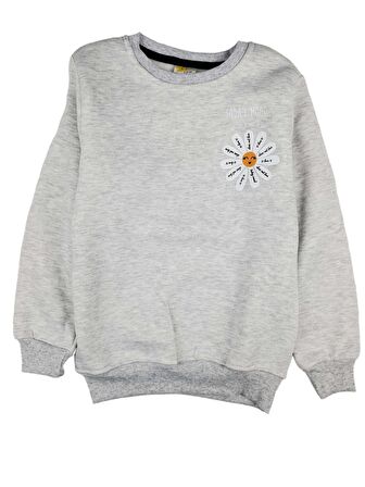 Kız Çocuk 3 İplik Sweatshirt Şardonlu Papatya Baskılı