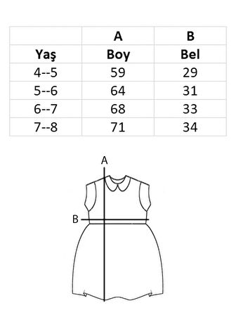 Kız Çocuk Kemeri Kurdeleli Fırfırlı Düğmeli Yaka Elbise