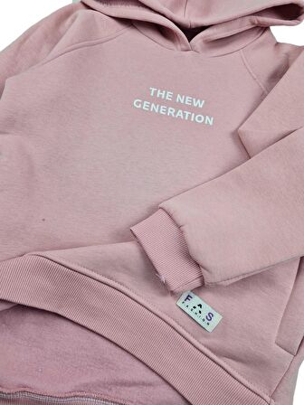 Kız Çocuk Üç İplik Kapüşonlu Baskılı Sweatshirt Generation