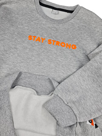 Erkek Çocuk Üç İplik Baskılı Düz Sweatshirt Stay Strong