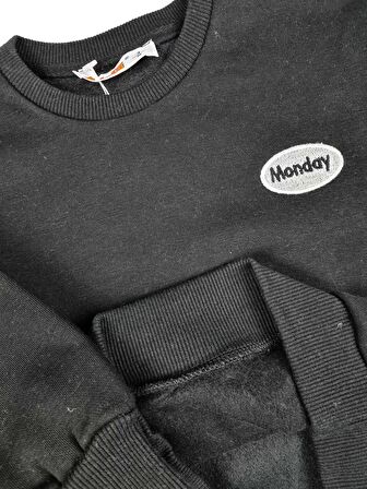 Kız Çocuk Üç İplik Baskılı Çanta Detaylı Sweatshirt Monday