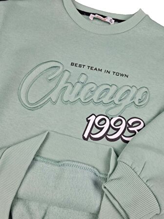 Erkek Çocuk Üç İplik Baskı Nakışlı Sweatshirt Chicago