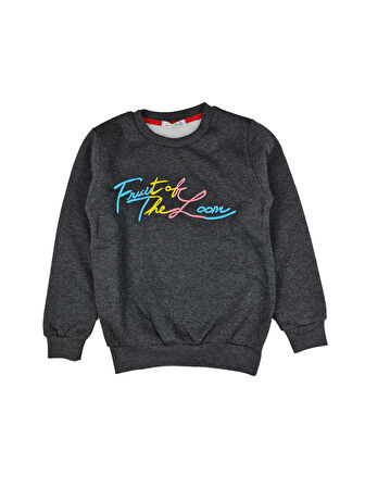 Kız Çocuk Üç İplik Nakışlı Sweatshirt Fruit of the Loom