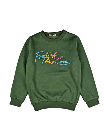 Kız Çocuk Üç İplik Nakışlı Sweatshirt Fruit of the Loom