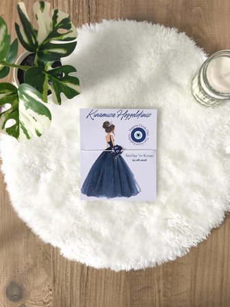 ​Pamuğum Atelier Kişiye Özel Tasarım Kartlı Nazar Boncuklu Şans Bilekliği Kına Hediyeliği (100 Adet)