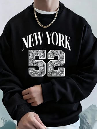 New York Sanat Mektubu 52 Baskılı Erkekler Kazak Kış Polar Sıcak Kapüşonlular Kore Gevşek Bis