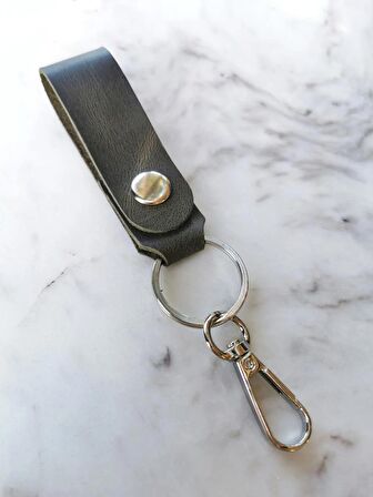 El Yapımı Hakiki Deri Yeşil Anahtarlık