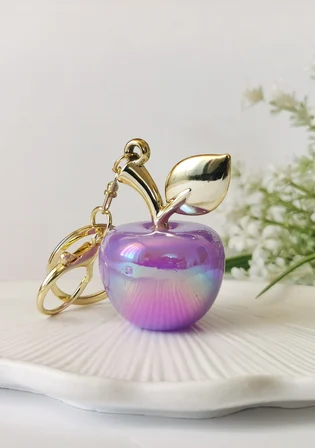Mor Elma Figürlü Charm Anahtarlık 11x4 cm