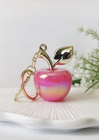 Pembe Elma Figürlü Charm Anahtarlık 11x4 cm