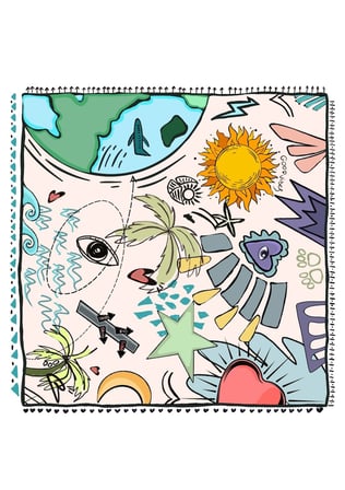 Good Vibes Desenli Saten Fular – 65x65 cm