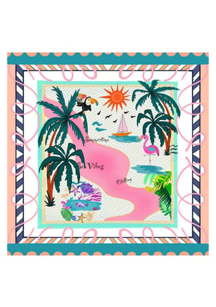 Summer Vibes Desenli Saten Fular