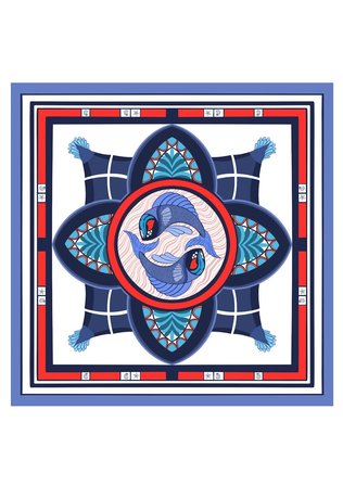 Koi Harmony Desenli Saten Fular