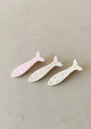 Renkli Desenli Balık Figürlü 3'lü Pensli Çocuk Tokası 6x2 cm 