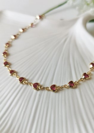 Pembe Kalp Taş Detaylı Gold Çelik Halhal 23+5 cm