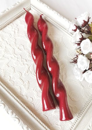 Kırmızı Burgu Formlu Dekoratif Şamdan Mumu 2'li Set 21 cm