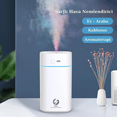 onvoy Şarjlı Hava Nemlendirici 380ML Şarjlı Buhar Makinesi | Aroma Difüzörü | Gece Lambası | RGB Renk Modu