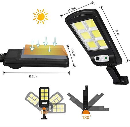 Solar Güneş Enerjili Led Bahçe Aydınlatması 3 Modlu Hareket Sensörlü Duvar Lambası 122solarled