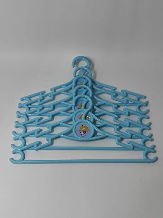  Çocuk Elbise Askısı  6'lı  Mavi Bebek Kıyafet  Askısı 30*15 cm 